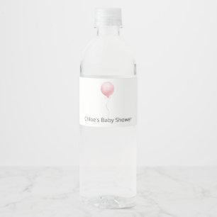 Etiqueta Para Botella De Agua Baby Shower de globo rosa