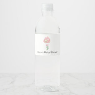Etiqueta Para Botella De Agua Baby Shower de globos rosados