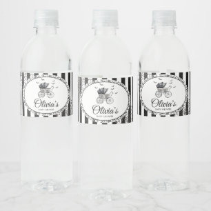 Etiqueta Para Botella De Agua Baby Shower de Halloween con transporte gótico