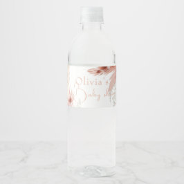 Etiqueta Para Botella De Agua Baby shower de hierba de Pampas boho