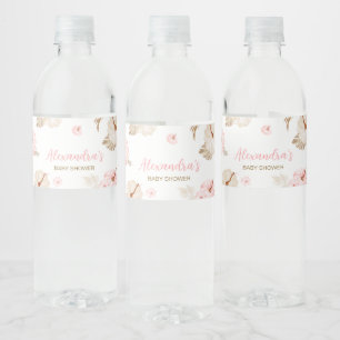 Etiqueta Para Botella De Agua Baby Shower de la caída de calabaza rosa dulce