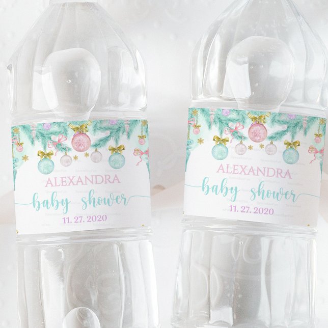 Etiqueta Para Botella De Agua Baby Shower de Santa Bebé (Santa Baby Baby Shower, water labels,,baby shower invitation, sticker gift tag, holiday baby shower,)