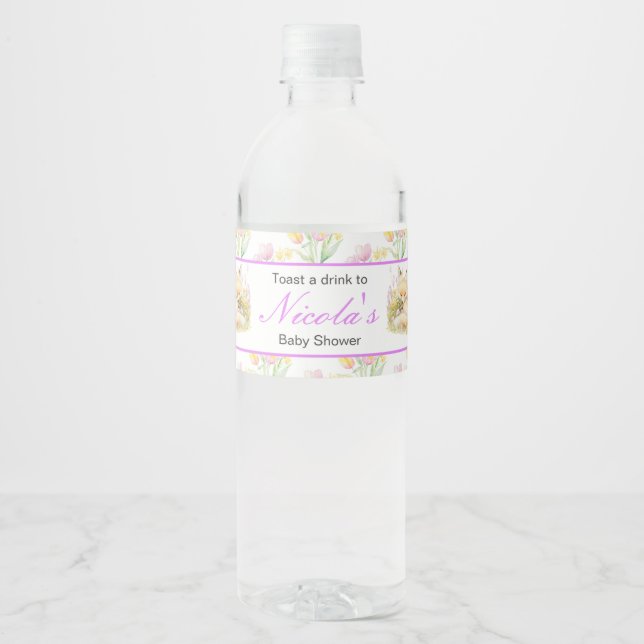 Etiqueta Para Botella De Agua Baby Shower de Spring Fox (Anverso)