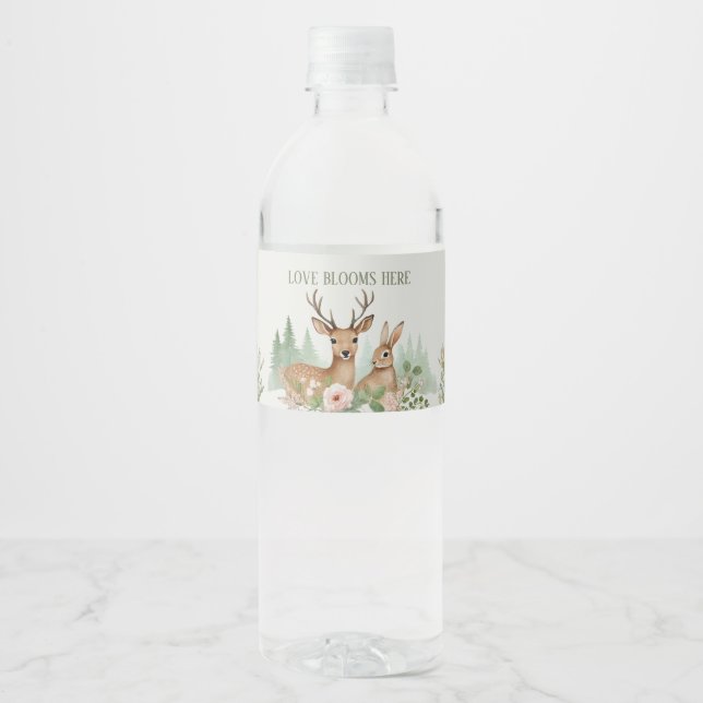 Etiqueta Para Botella De Agua Baby Shower de Woodland Animals (Anverso)
