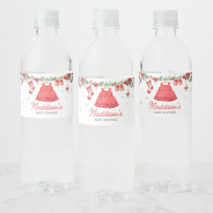 Etiqueta Para Botella De Agua Baby Shower festivo por los Navidades de Red Santa