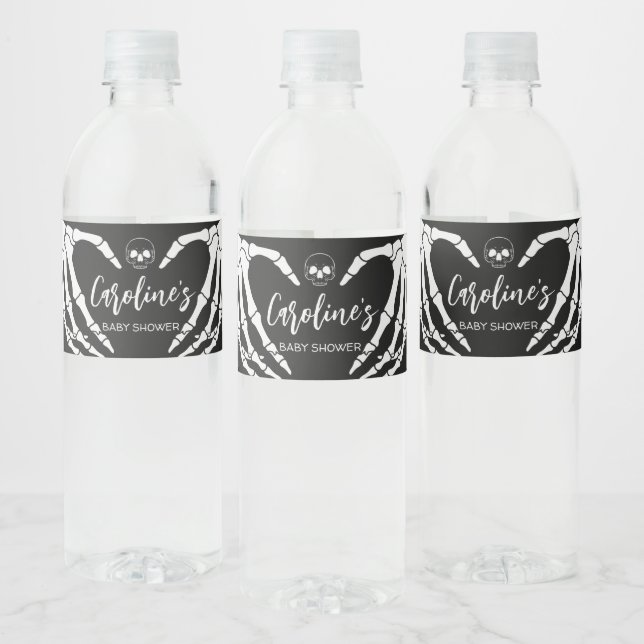 Etiqueta Para Botella De Agua Baby Shower gótico negro (Botellas)