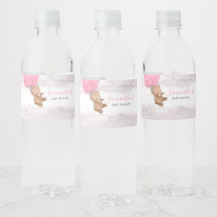 Etiqueta Para Botella De Agua Baby Shower Pink Bearly Wait
