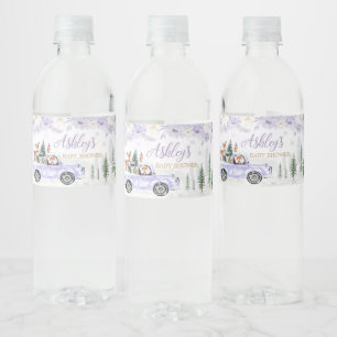Etiqueta Para Botella De Agua Baby Shower Purple Winter Woodland