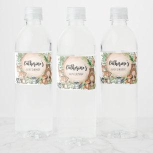Etiqueta Para Botella De Agua Baby Shower Rebanada de Madera del Bosque