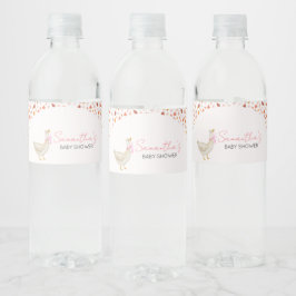 Etiqueta Para Botella De Agua Baby Shower rosado y tonto