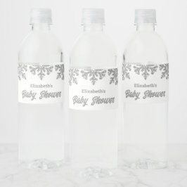 Etiqueta Para Botella De Agua Baby Shower Silver Snowflake Winter