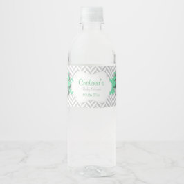 Etiqueta Para Botella De Agua Baby Shower verde, blanco y gris