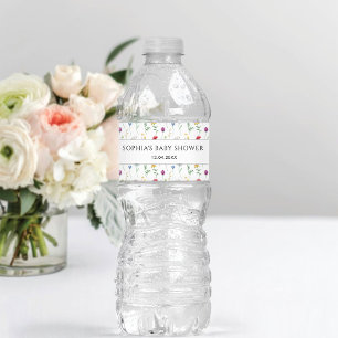 Etiqueta Para Botella De Agua Baby Shower Wildflowers