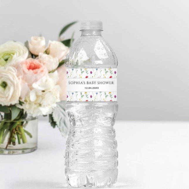 Etiqueta Para Botella De Agua Baby Shower Wildflowers (Subido por el creador)
