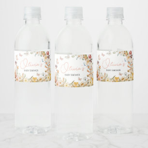 Etiqueta Para Botella De Agua Baby Shower Wilflower Little Butterfly