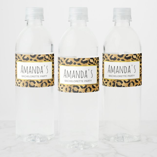 Etiqueta Para Botella De Agua Bachelorette de patrón de impresión de leopardo sa (Botellas)