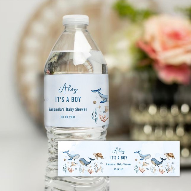 Etiqueta Para Botella De Agua Bajo el mar Ahoy es un niño Baby Shower (Subido por el creador)