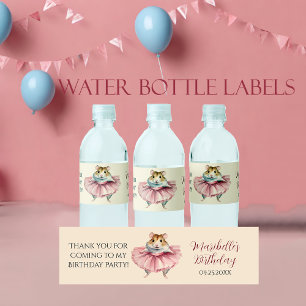Etiqueta Para Botella De Agua Ballerina Hamster Girls Birthday Party