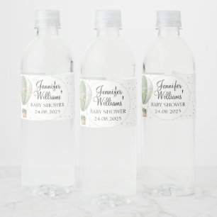 Etiqueta Para Botella De Agua Balón de aire caliente verde bebé botella de ducha