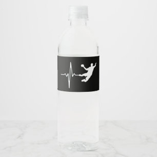 Etiqueta Para Botella De Agua Balonmano - Latido del corazón del jugador de balo