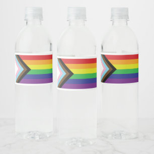 Etiqueta Para Botella De Agua Bandera progresista LGBTQIA