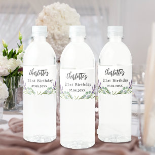 Etiqueta Para Botella De Agua Baño de novia lavanda flores eucalipto Agua Bo