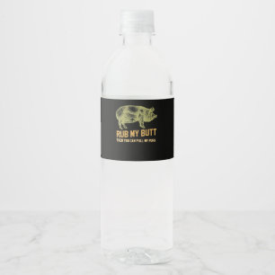 Etiqueta Para Botella De Agua Barbacoa BBQ Grill Pig Funny Pork Id Humo Que As