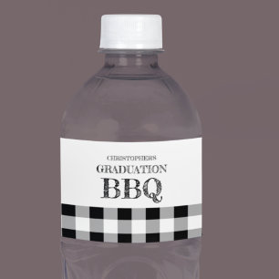 Etiqueta Para Botella De Agua Barbacoa de graduación a cuadros