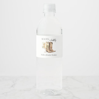 Etiqueta Para Botella De Agua Barras elegantes y ducha de novias con burbujas