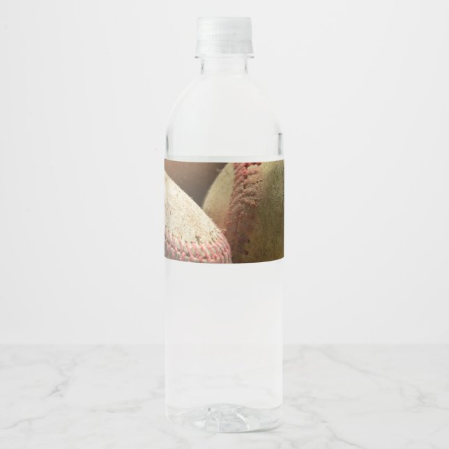 Etiqueta Para Botella De Agua Baseballs y Glove (Anverso)