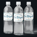 Etiqueta Para Botella De Agua Bat Mitzvah Simple Moderno Turquesa Oro Ágata<br><div class="desc">Ninguna fiesta de Bat Mitzvah está completa sin botellas de agua personalizadas. Deja que tu Bat Mitzvah favorita se sienta orgullosa, se alegre y celebre su logro en su fiesta perfectamente coordinada. Tipografía azul turquesa oscuro, rocas de ágata azul turquesa acentuadas con vetas de oro falso y una Estrella de...</div>