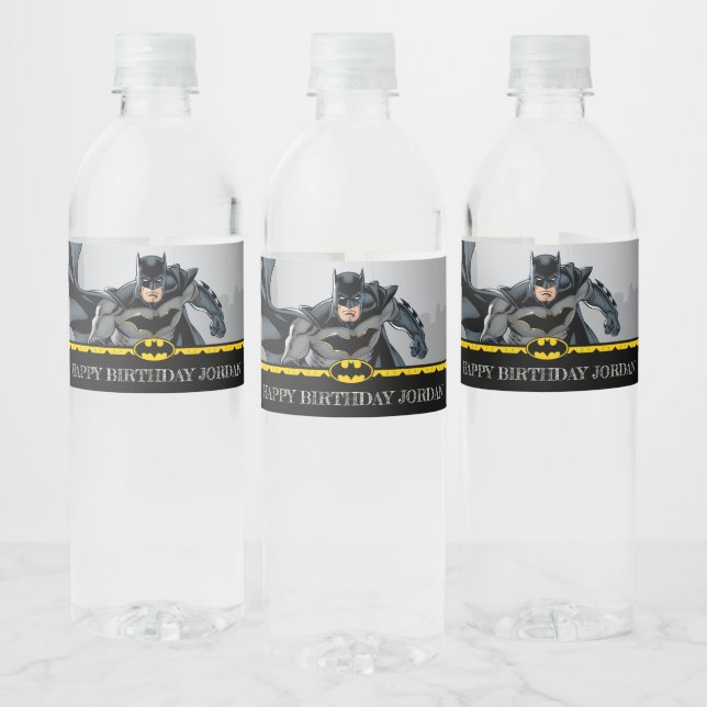 Etiqueta Para Botella De Agua Batman | Aniversario feliz de Chalkboard (Botellas)