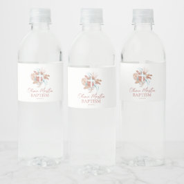 Etiqueta Para Botella De Agua Bautismo bohemio Flores Boho Christening