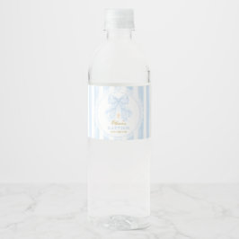 Etiqueta Para Botella De Agua Bautizo Lazo Azul Niño