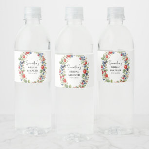 Etiqueta Para Botella De Agua Baya enamorada Bayas de fresa para una ducha nupci