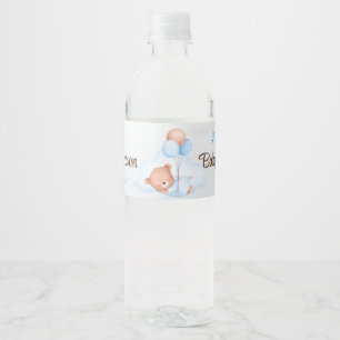Etiqueta Para Botella De Agua Bear and Ballon Baby Shower