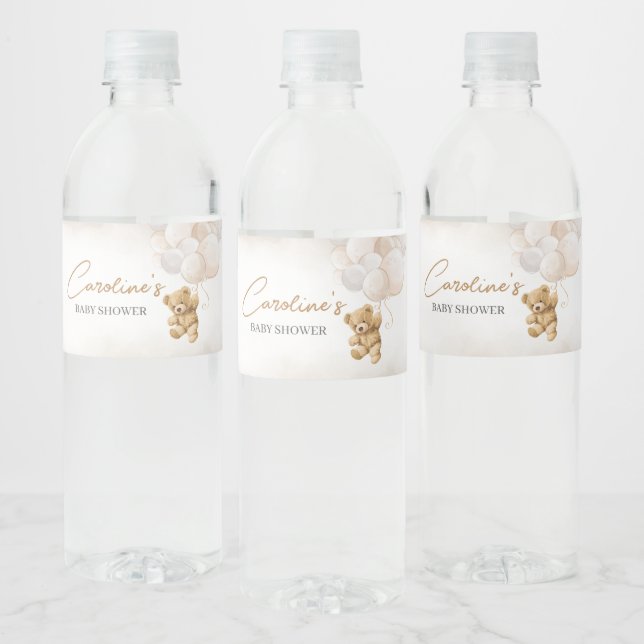 Etiqueta Para Botella De Agua Bear Balloons Baby Shower (Botellas)
