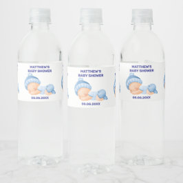 Etiqueta Para Botella De Agua Bebé Azul Shower, Fiesta de Bebé Niño