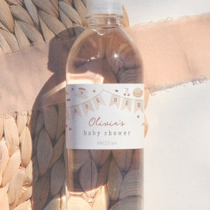 Etiqueta Para Botella De Agua Bebé Café Acuarela: Baby Shower sin Distinción de 