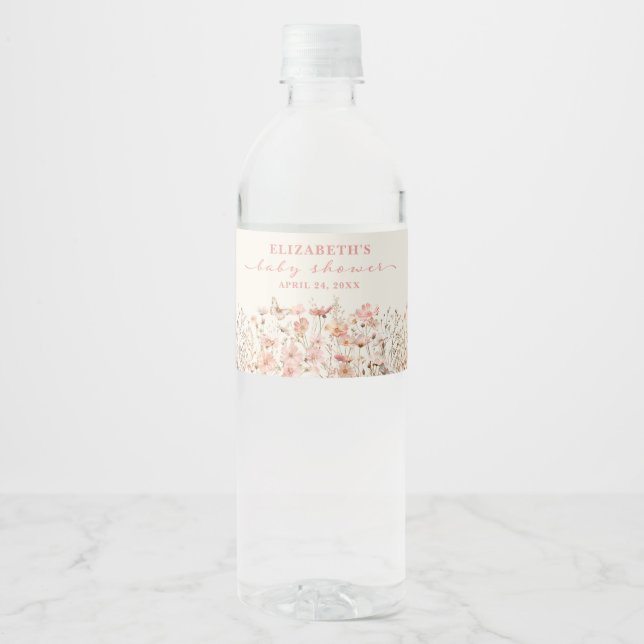 Etiqueta Para Botella De Agua Bebé de flores silvestres en el Chica de Bloom Bab (Anverso)