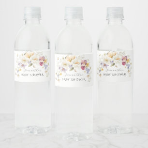Etiqueta Para Botella De Agua Bebé en el floreciente Baby Shower de flor silvest