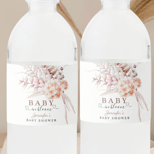 Etiqueta Para Botella De Agua Bebé en flor   Baby Shower floral de primavera bei