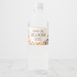 Etiqueta Para Botella De Agua Bebé en Flor Elegante Acuarela de Otoño Flores Sil