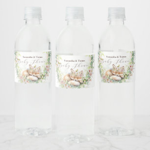 Etiqueta Para Botella De Agua Bebé en sangre Woodland Flor Baby Shower