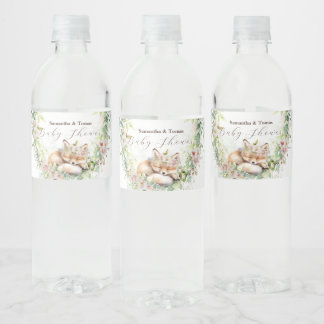 Etiqueta Para Botella De Agua Bebé en sangre Woodland Flor Baby Shower