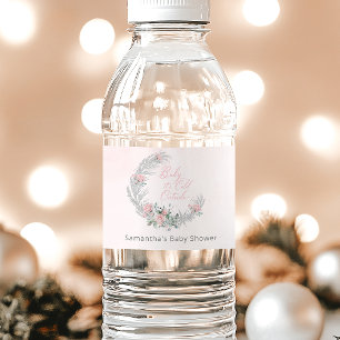 Etiqueta Para Botella De Agua Bebé hace frío afuera Rosa Invierno
