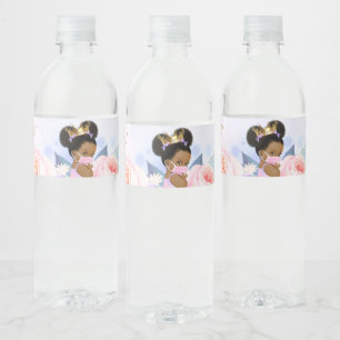 Etiqueta Para Botella De Agua Bebé niña con máscara Cumpleaños de bebé COVID Ros