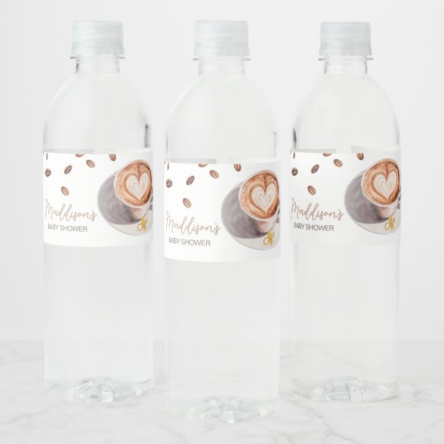 Etiqueta Para Botella De Agua Bebé prepara café Baby Shower (Botellas)
