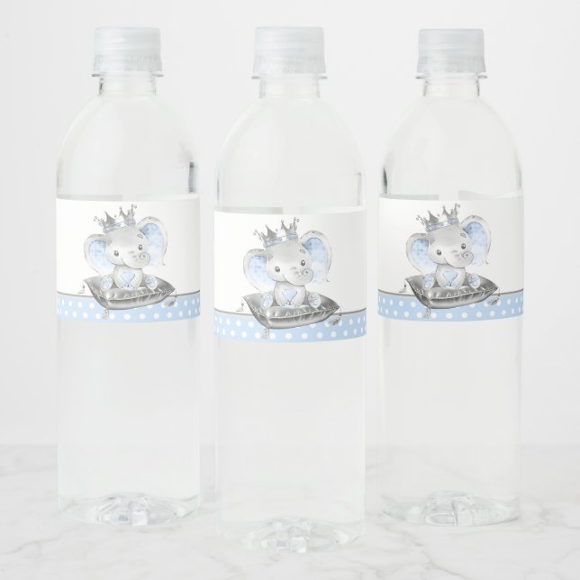 Etiqueta Para Botella De Agua Bebé Principe Elefante Baby Shower (Botellas)