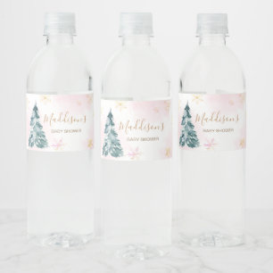 Etiqueta Para Botella De Agua Bebé rosa hace frío fuera de Baby Shower
